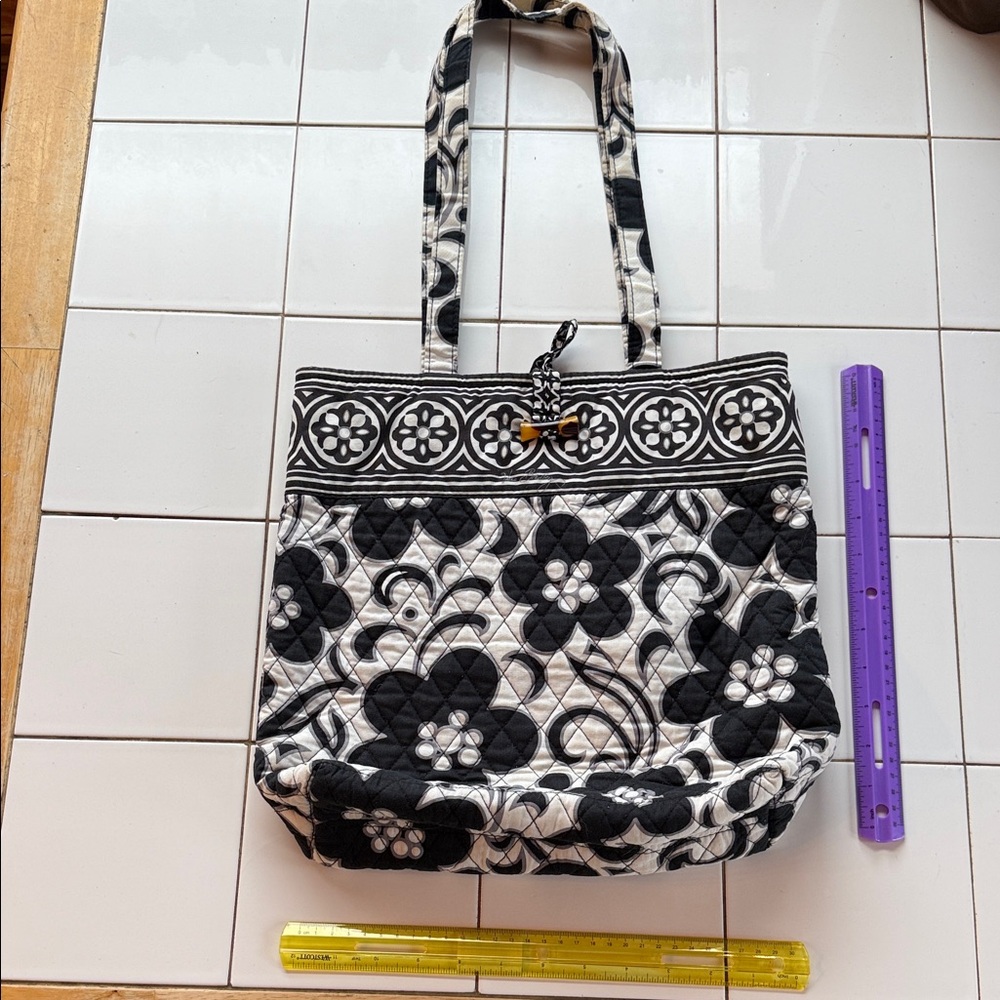 Vera Bradley Black & White Floral Tote Bag